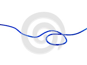 blue rope with knot isolated on white background.Useful to hold objects firmly, safely, and strong.The rope is a symbol of faith,