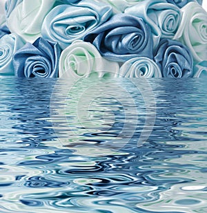 Blue rose reflected in the water