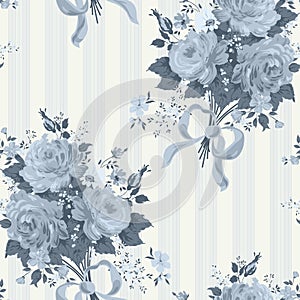 Blue Rose Vintage Wallpaper. Floral pattern