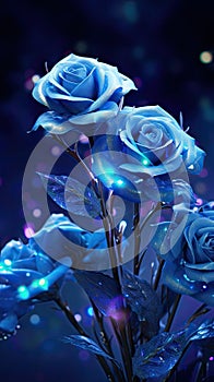 Blue Roses Arranged in a Vase