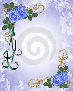 Blue Roses Floral Border invitation
