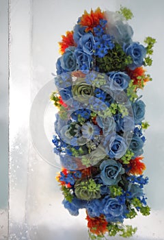 Blue Roses Flowers Bouquet in Ice Cube