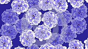 Blue Roses Seamless Elegant Pattern.