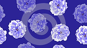 Blue Roses Seamless Elegant Pattern.