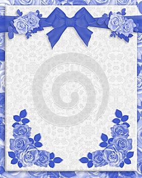 Blue roses wedding invitation