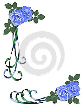 Blue roses wedding invitation