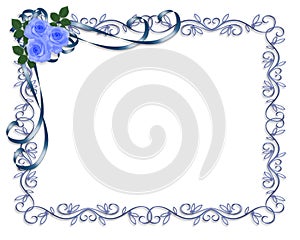 Azul rosas invitaciones de boda fronteras 