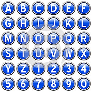 Blue Round Alphabet Buttons