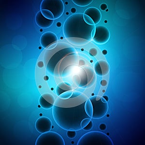 Blue round bubbles of water. Abstract background. Vector illustration.