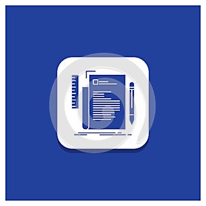 Blue Round Button for Code, coding, file, programming, script Glyph icon