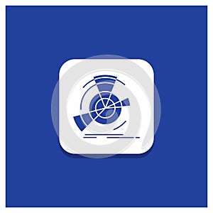 Blue Round Button for Data, diagram, performance, point, reference Glyph icon