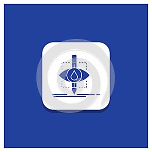 Blue Round Button for Ecology, monitoring, pollution, research, science Glyph icon