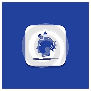 Blue Round Button for Imagination, imaginative, imagine, idea, process Glyph icon