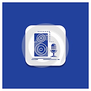 Blue Round Button for Live, mic, microphone, record, sound Glyph icon