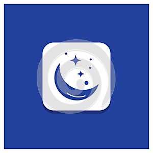 Blue Round Button for Moon, Night, star, weather, space Glyph icon