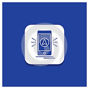 Blue Round Button for navigation, app, camping, gps, location Glyph icon