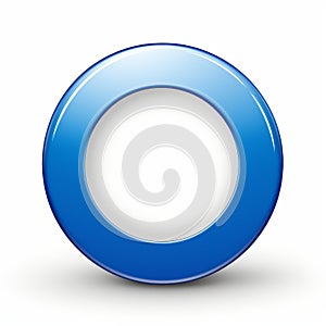 a blue round button with a white border on a white background
