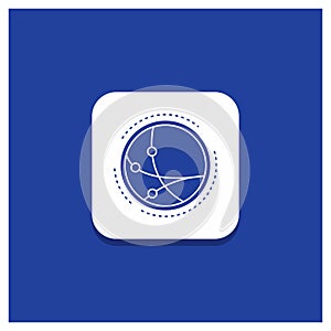 Blue Round Button for worldwide, communication, connection, internet, network Glyph icon