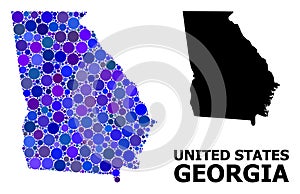 Blue Round Dot Mosaic Map of Georgia State