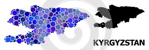 Blue Round Dot Mosaic Map of Kyrgyzstan photo