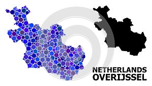 Blue Round Dot Mosaic Map of Overijssel Province
