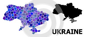 Blue Round Dot Mosaic Map of Ukraine