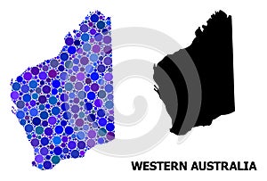 Blue Round Dot Mosaic Map of Western Australia