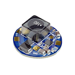 Blue round led driver PCB board with inductance coil and surface mount components