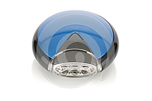 Blue round portable LED flashlight
