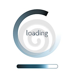 Blue round progress indicator on website or mobile app