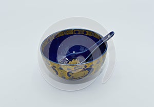 Blue Round Shape Bowl with Spoon