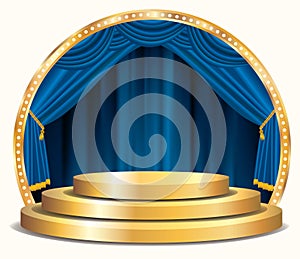 blue round stage podium