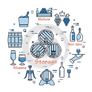 Blue round Storage of Wine concept