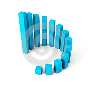 blue round successful growing bar chart graph on white background
