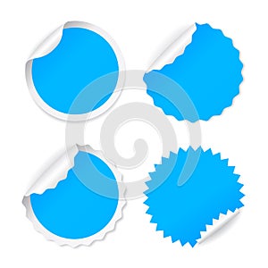 Blue round vector sticker set