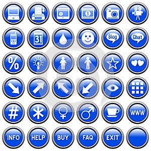 Blue Round Web Buttons [4]