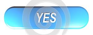 Blue rounded rectangle push button YES - 3D rendering