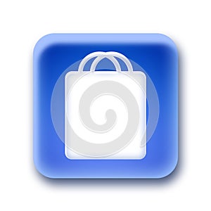 Blue rounded square button - Shopping bag
