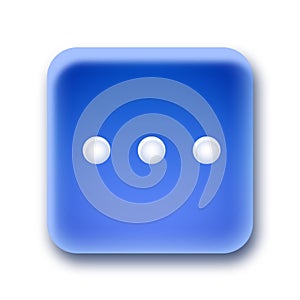 Blue rounded square button - Three dots horizontal