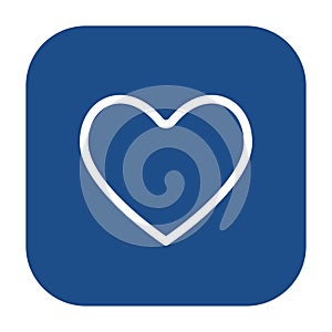 Blue rounded square heart outline icon, button. photo