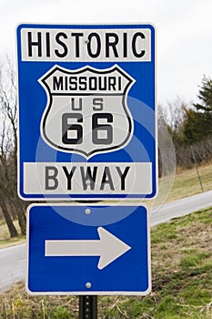 Blue Route 66 Historic Byway Sign