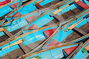 Blue Rowing Boats From Above