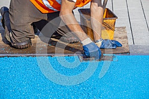 Blue rubber coating for children playground