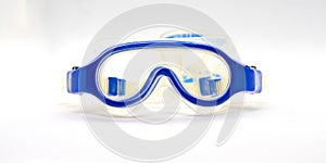 Blue rubber half plastic tranparent goggles for kid on