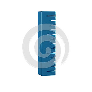Blue Ruler icon isolated on transparent background. Straightedge symbol.