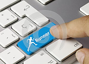 Blue runner - Inscription on Blue Keyboard Key