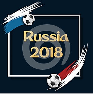 Blue Russia 2018 football background with balls.