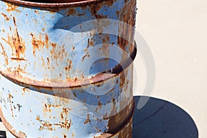 Blue rusty steel drum