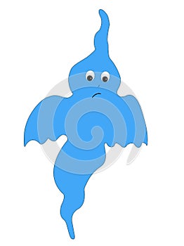 Blue sad Ghost on a white background