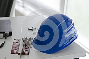 Blue safety helmet